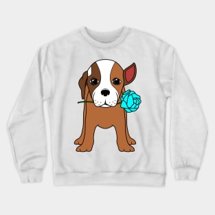 Crazy dog with a rose Crewneck Sweatshirt